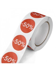 Etiquetas Promocionais Redondas -50% Rolo c/400 un Vermelho