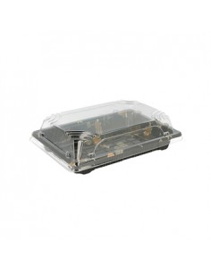 Caixa com Tampa Plástico Sushi 17x12,3x4,5cm Preto 50un