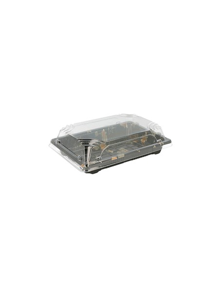 Caixa com Tampa Plástico Sushi 17x12,3x4,5cm Preto 50un