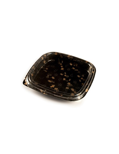 Caixa com Tampa Plástico Sushi 27x27x4,5cm Preto 30un