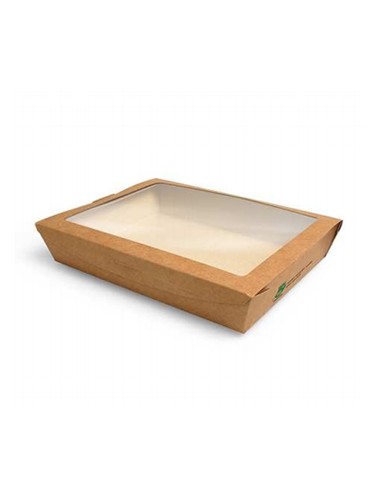 Caixa Cartão Kraft Janela PLA p/ Sushi 20x15,5x4,5cm 40un