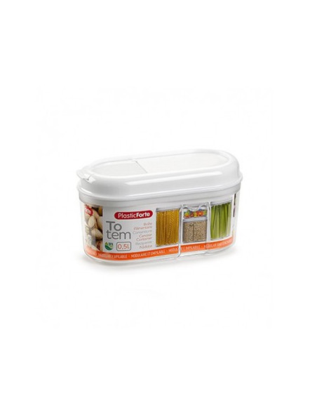 Caixa Plástica c/Tampa Multiusos Totem Branco 500ml 3un