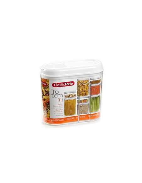 Caixa Plástica c/Tampa Multiusos Totem Branco 1L 3un
