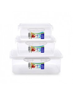 Conjunto 3 Caixas Herméticas Rectangular 600/1000/2000ml