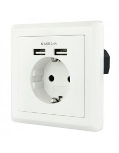 Tomada de Parede Encastre 2x Portas USB