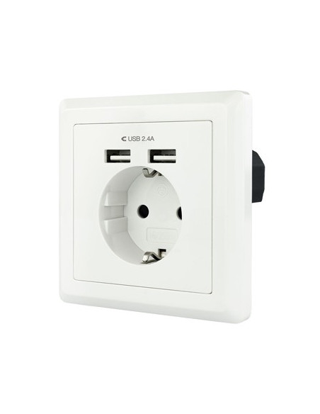 Tomada de Parede Encastre 2x Portas USB