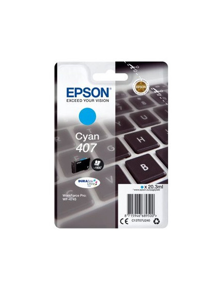 Tinteiro Epson 407 Azul C13T07U240 20,3ml 1900 Pág.