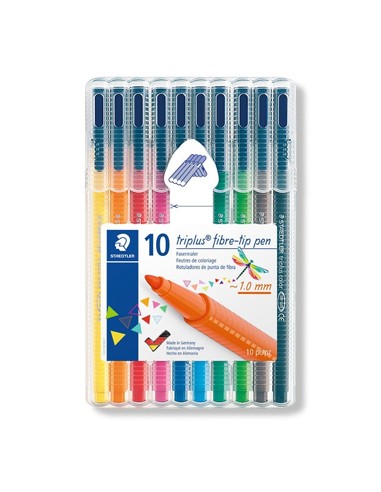 Marcador Feltro Staedtler Triplus 323 Estojo Box c/10 cores