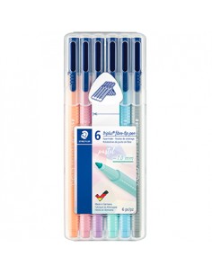 Marcador Feltro Staedtler Triplus 323 Estojo Box 6un Pastel
