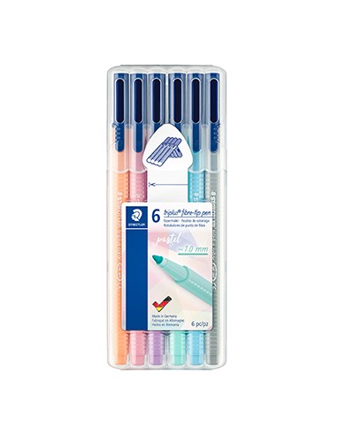 Marcador Feltro Staedtler Triplus 323 Estojo Box 6un Pastel