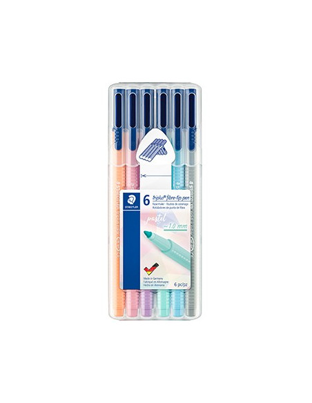 Marcador Feltro Staedtler Triplus 323 Estojo Box 6un Pastel