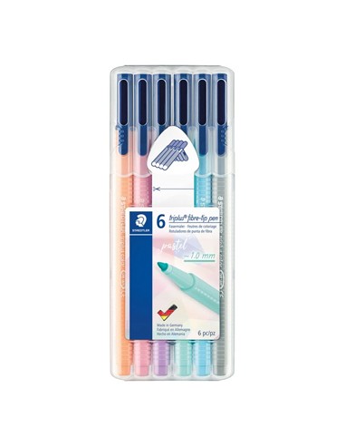 Marcador Feltro Staedtler Triplus 323 Estojo Box 6un Hygge