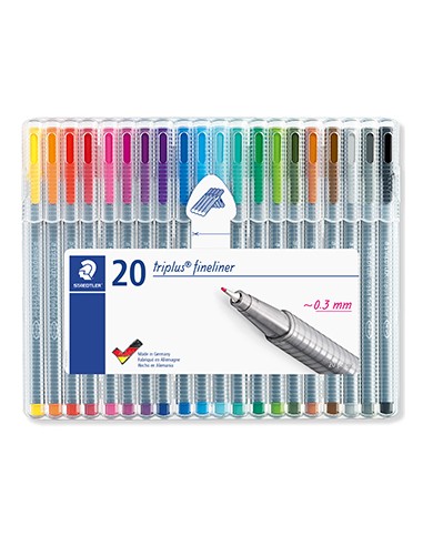 Marcador Fino 0,3mm Staedtler Triplus 334 Estojo Box 20Cores