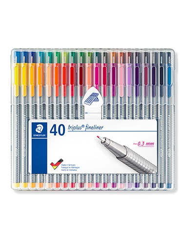 Marcador Fino 0,3mm Staedtler Triplus 334 Estojo Box 40Cores