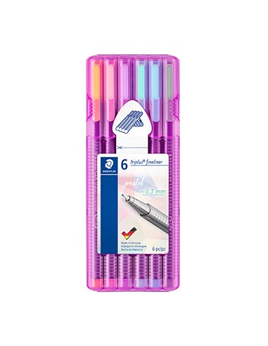 Marcador Fino 0,3mm Staedtler Triplus 334 Estojo Box Pastel