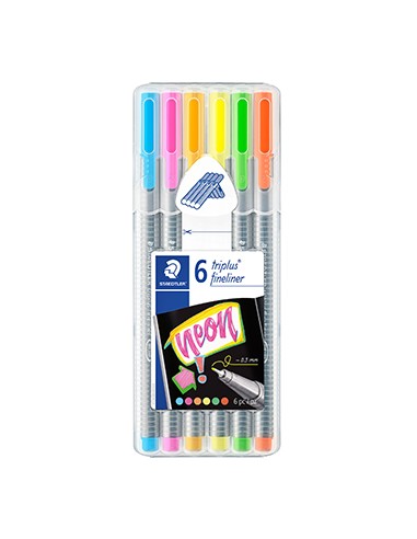 Marcador Fino 0,3mm Staedtler Triplus 334 Estojo Box Neon