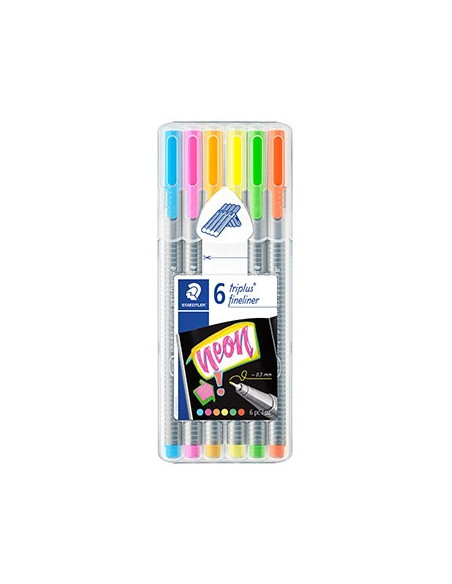 Marcador Fino 0,3mm Staedtler Triplus 334 Estojo Box Neon