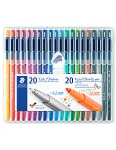 Marcador Fino+Feltro Staedtler Triplus Estojo Box 20un+20un