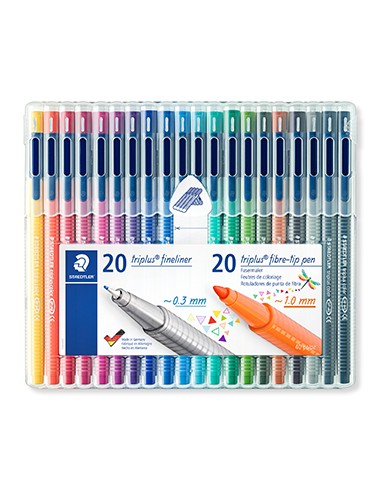 Marcador Fino+Feltro Staedtler Triplus Estojo Box 20un+20un