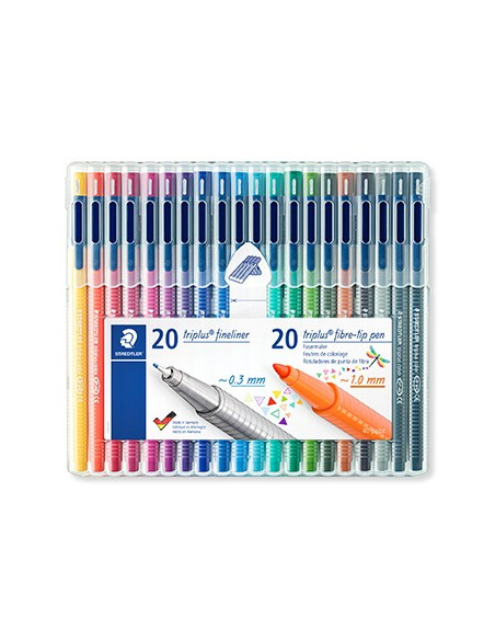 Marcador Fino+Feltro Staedtler Triplus Estojo Box 20un+20un