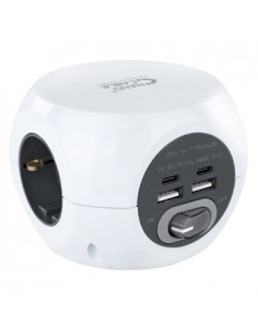 Extensão 3 Tomadas com 4 USB (2xUSB-A + 2xUSB-C)