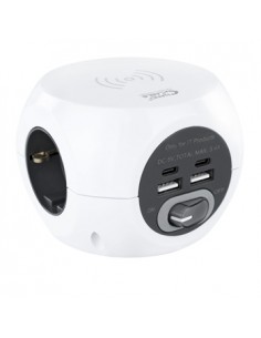 Extensão 3 Tomadas com 4 USB e Carregamento s/Fios