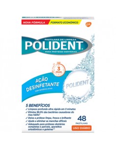 Pastilhas de Limpeza POLIDENT Próteses Dentárias  48un