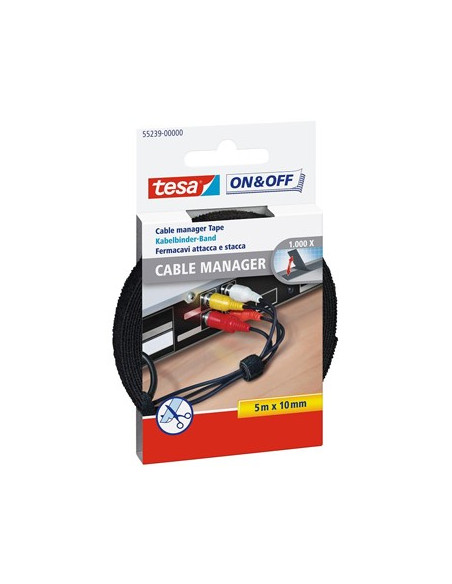 Fita Grupagem de Cabos TESA On&Off 10mmx5m Preto