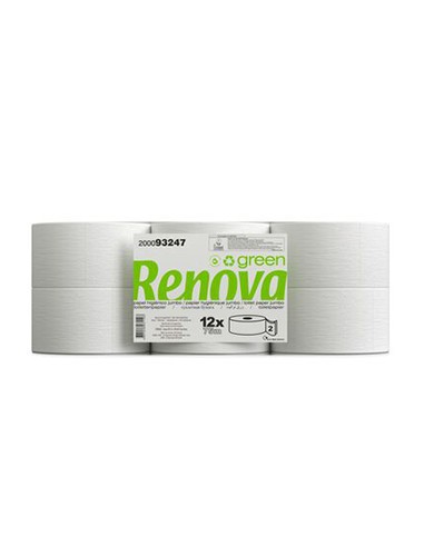 Papel Higiénico (Jumbo) 075mts 2Fls Renova Green 12un