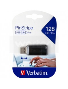 Pen Drive 128GB VERBATIM PINSTRIPE USB 2.0 Preto
