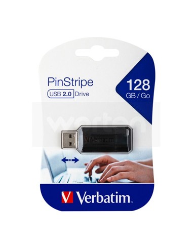 Pen Drive 128GB VERBATIM PINSTRIPE USB 2.0 Preto