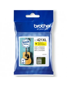 Tinteiro Brother LC421XLY Amarelo 500 Pág.