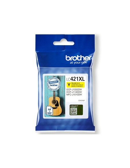 Tinteiro Brother LC421XLY Amarelo 500 Pág.