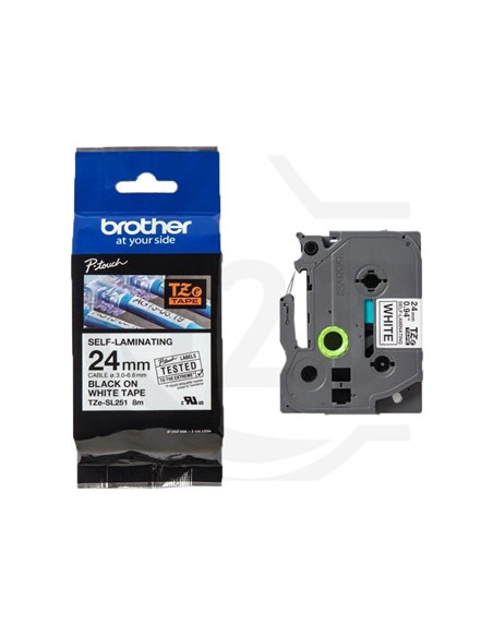 Fita Autolaminada 24mmx8mts Branco/Preto