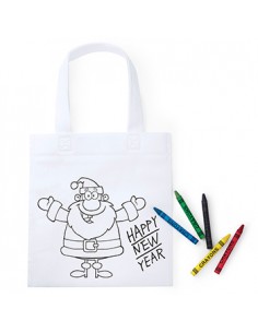 Saco Infantil de Natal  Branco com Lápis de Cera