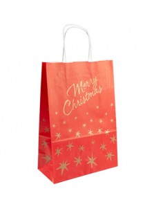 Saco Papel SOS 'MERRY CHRISTMAS' 26+14x32cm c/Asa 1un