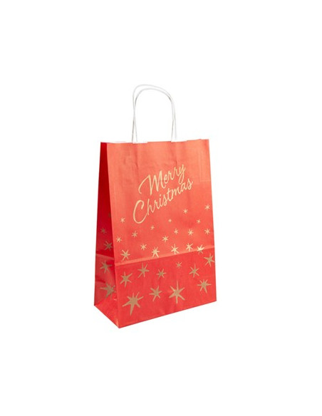 Saco Papel SOS 'MERRY CHRISTMAS' 26+14x32cm c/Asa 1un