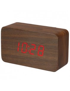 Relógio em Madeira + Calendário + Temperatura