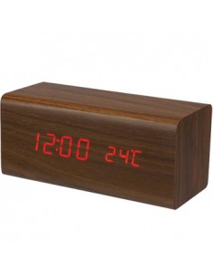 Relógio em Madeira + Calendário + Temperatura