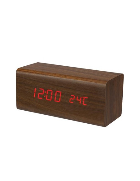 Relógio em Madeira + Calendário + Temperatura