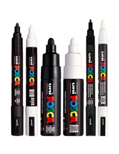 Marcador Uniball Posca Pack Cor Preto e Branco 6un