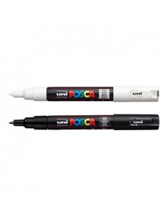 Marcador Uniball Posca PC-1M 0,7mm Pack Preto e Branco 2un