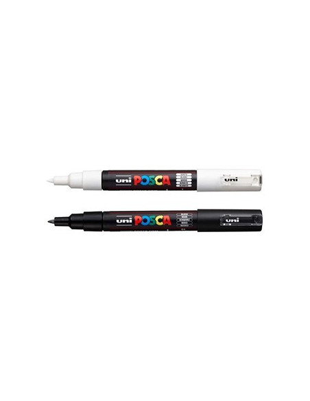 Marcador Uniball Posca PC-1M 0,7mm Pack Preto e Branco 2un