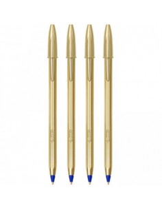 Esferografica Ball Point BIC Medium Dourada cor Azul 4un