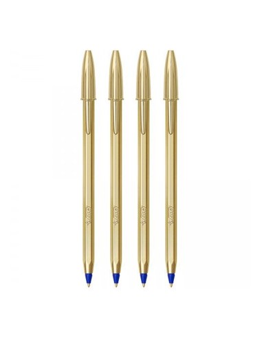 Esferografica Ball Point BIC Medium Dourada cor Azul 4un