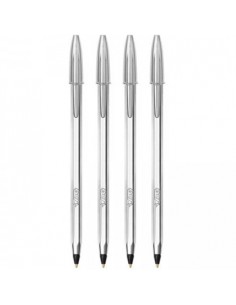 Esferografica Ball Point BIC Medium Prateada cor Preto 4un