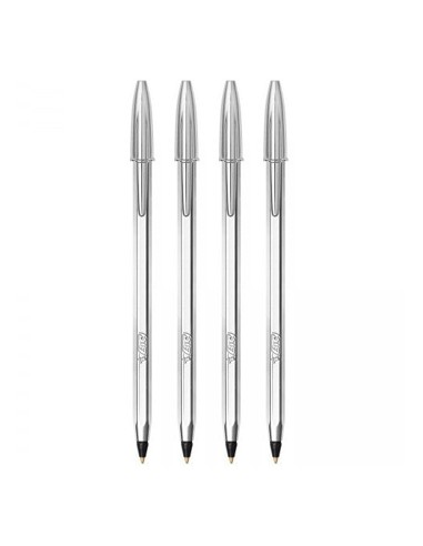 Esferografica Ball Point BIC Medium Prateada cor Preto 4un