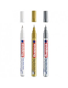 Marcador Permanente Edding 780 Blister Branco/Ouro/Prata