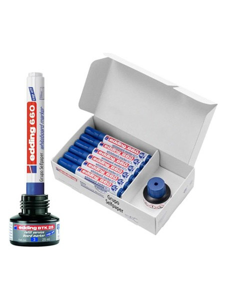 Marcador Quadros Brancos Edding 660 Azul Cx20un+Tinta