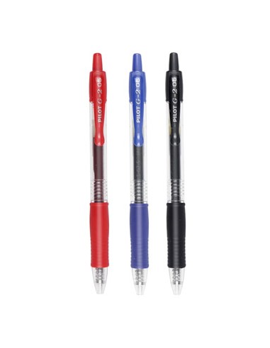 Esferografica Gel Pilot G-2 0,5mm Retractil Blister 3 Cores